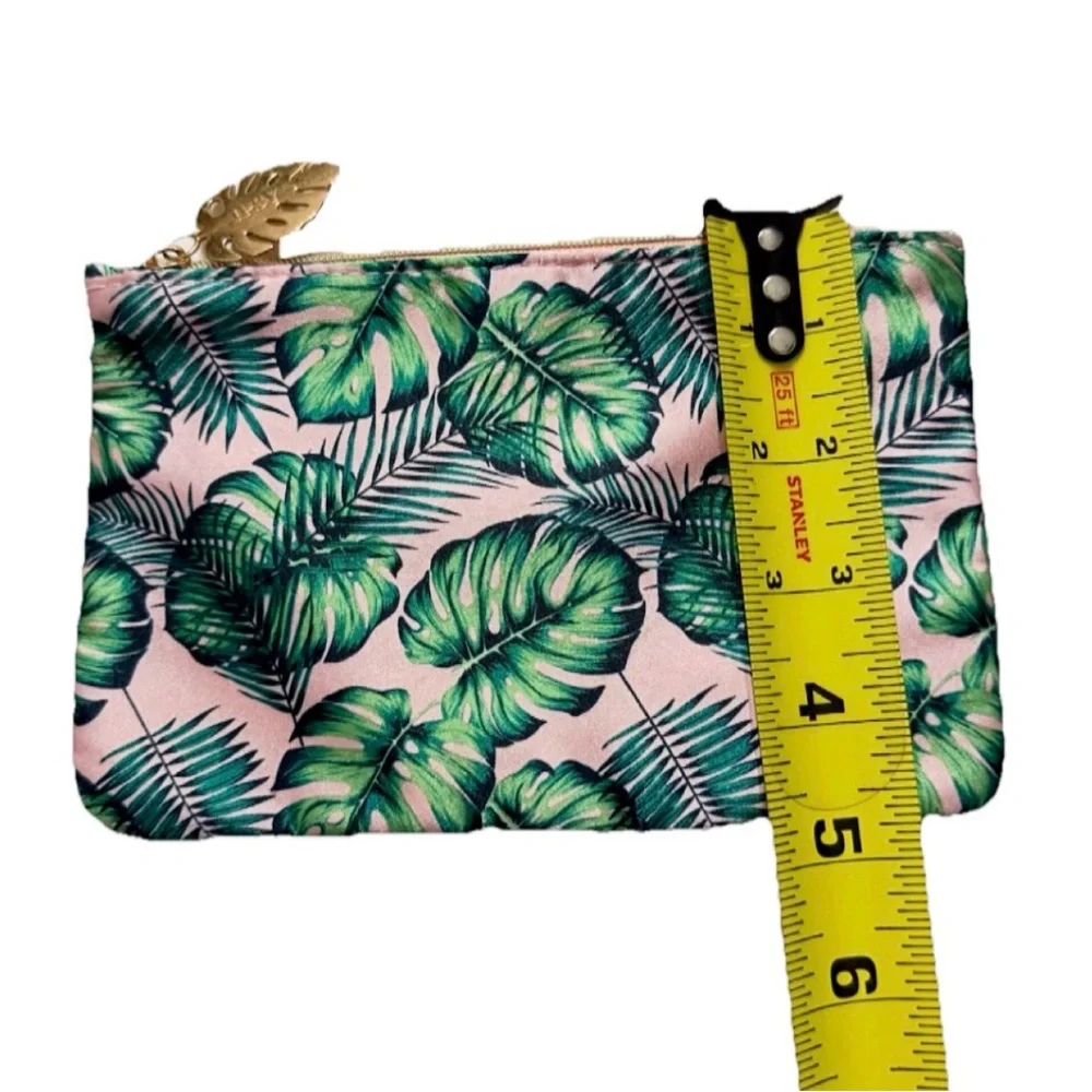 IPSY Tropical Leaf Makeup Bag Pink Green Glam Pouch